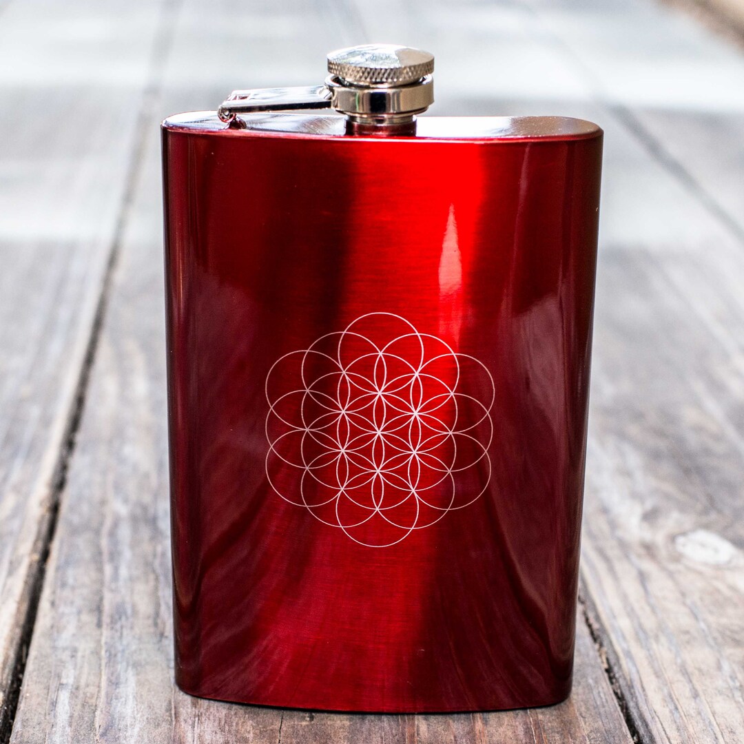 8oz RED Flower of Life Flask 8oz RED Flower of Life Flask